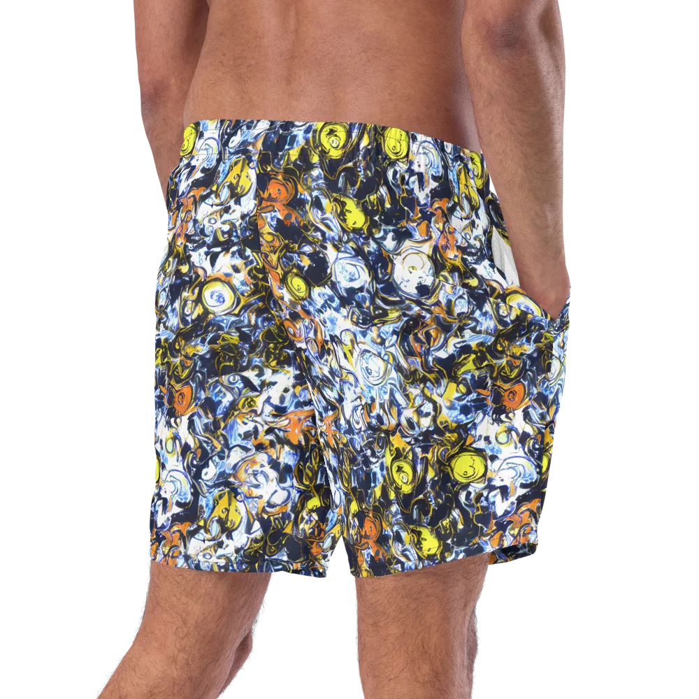 Lemon Static on Swim Trunks — Right Back