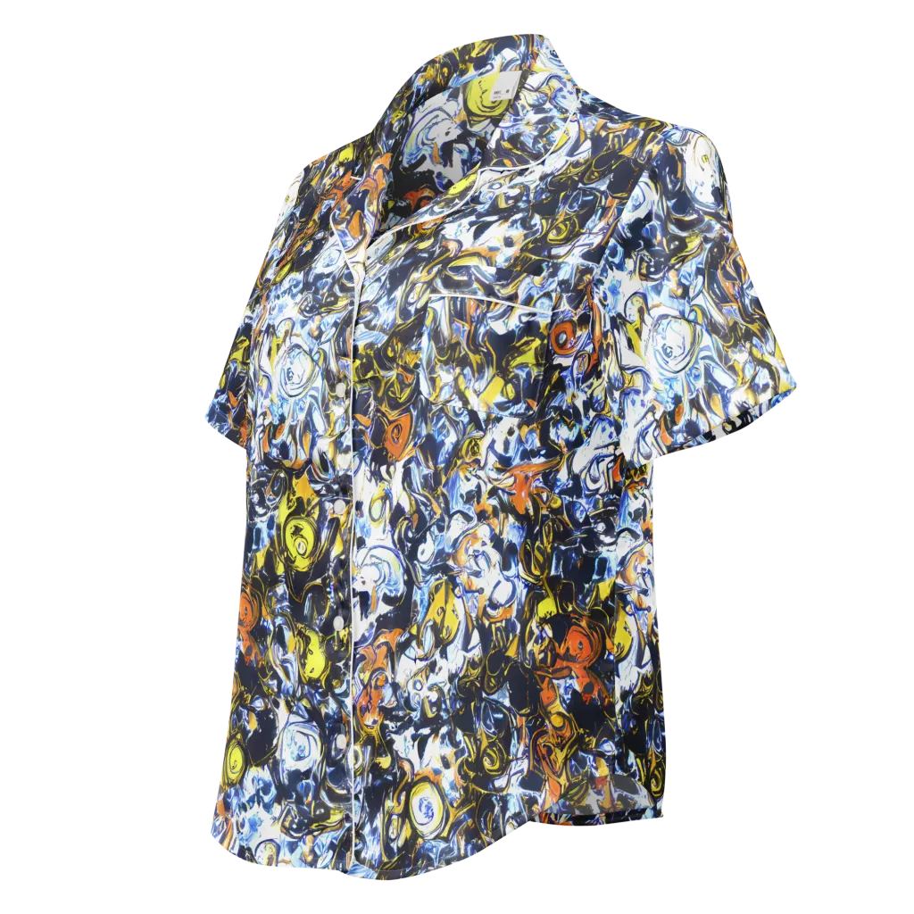Lemon Static on Women's Short Sleeve Pajama Top — Left Front