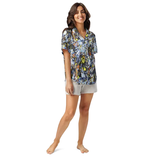 Lemon Static on a Women's Short Sleeve Pajama Top