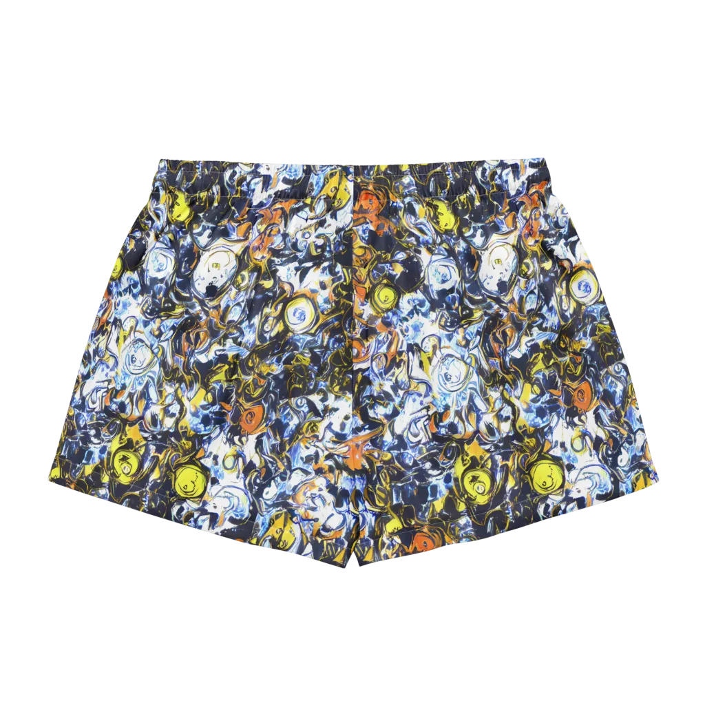 Lemon Static on Women's Pajama Shorts — Back