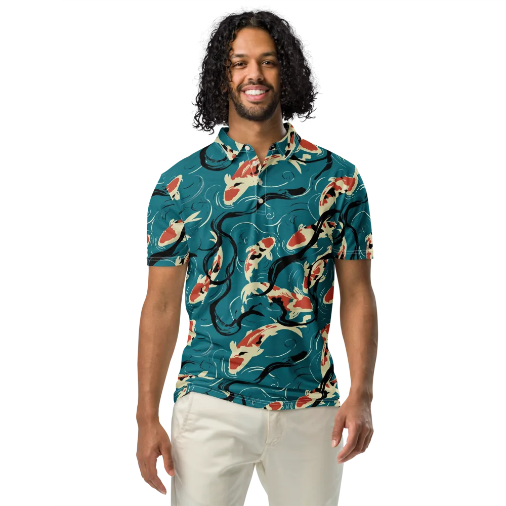 River Ink on Men's Slim Fit Polo Shirt — Front
