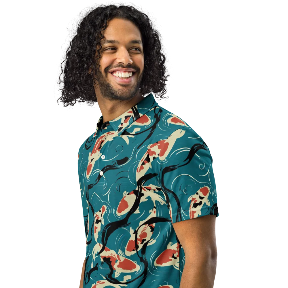 River Ink on Men's Slim Fit Polo Shirt — Left Front