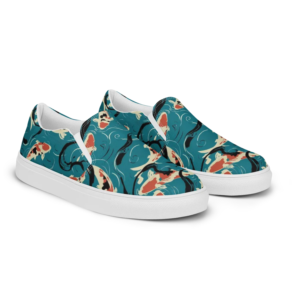 River Ink on Men's Slip-On Canvas Shoes — Right Front
