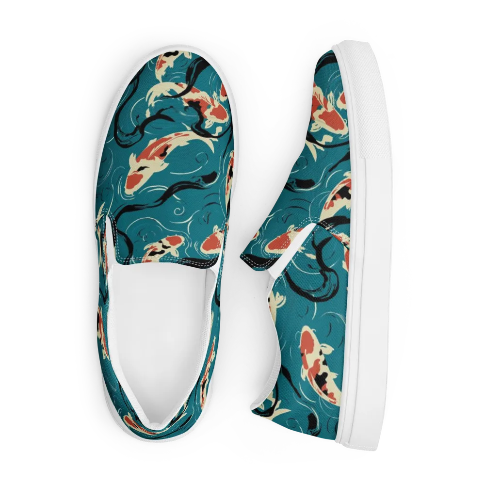 River Ink on Men's Slip-On Canvas Shoes — Front