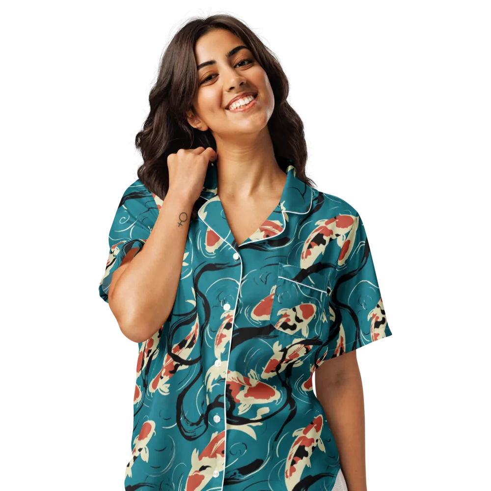 River Ink on Women's Short Sleeve Pajama Top — Front