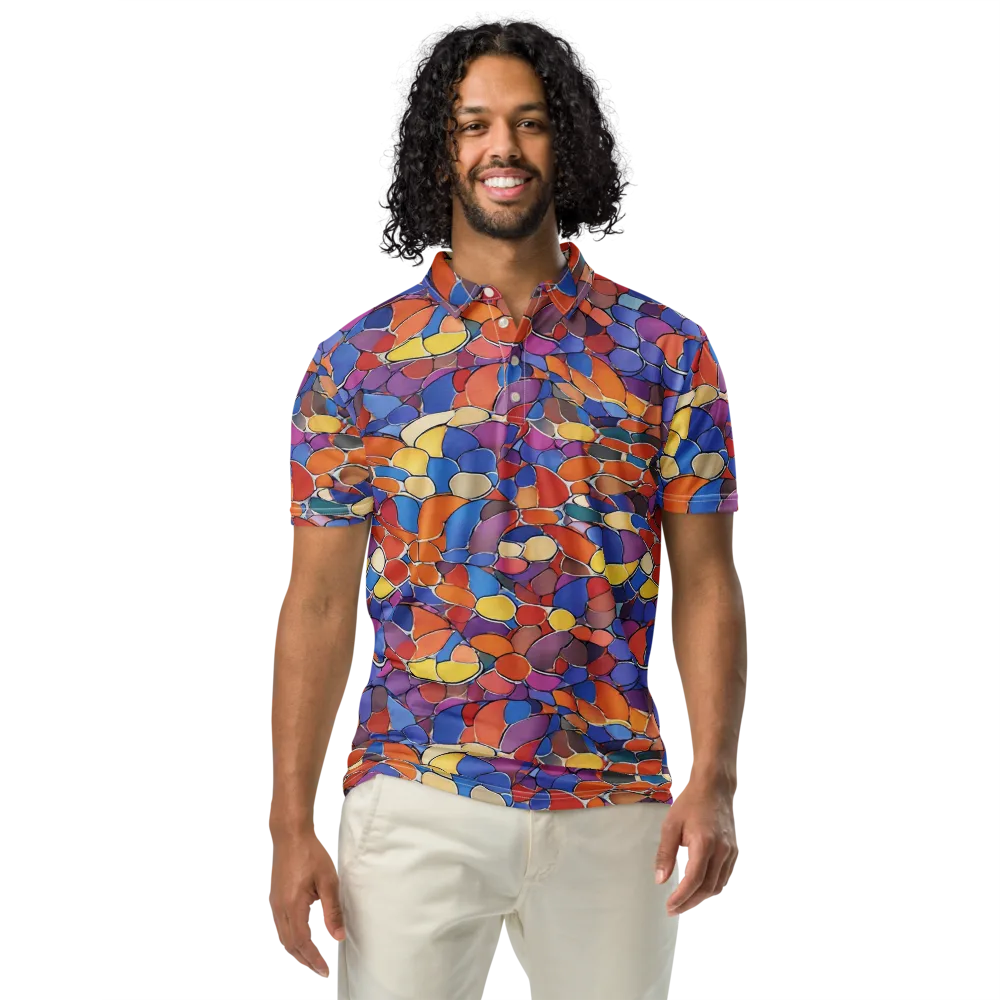 Chromatic Cobblestone on Men's Slim Fit Polo Shirt — Front