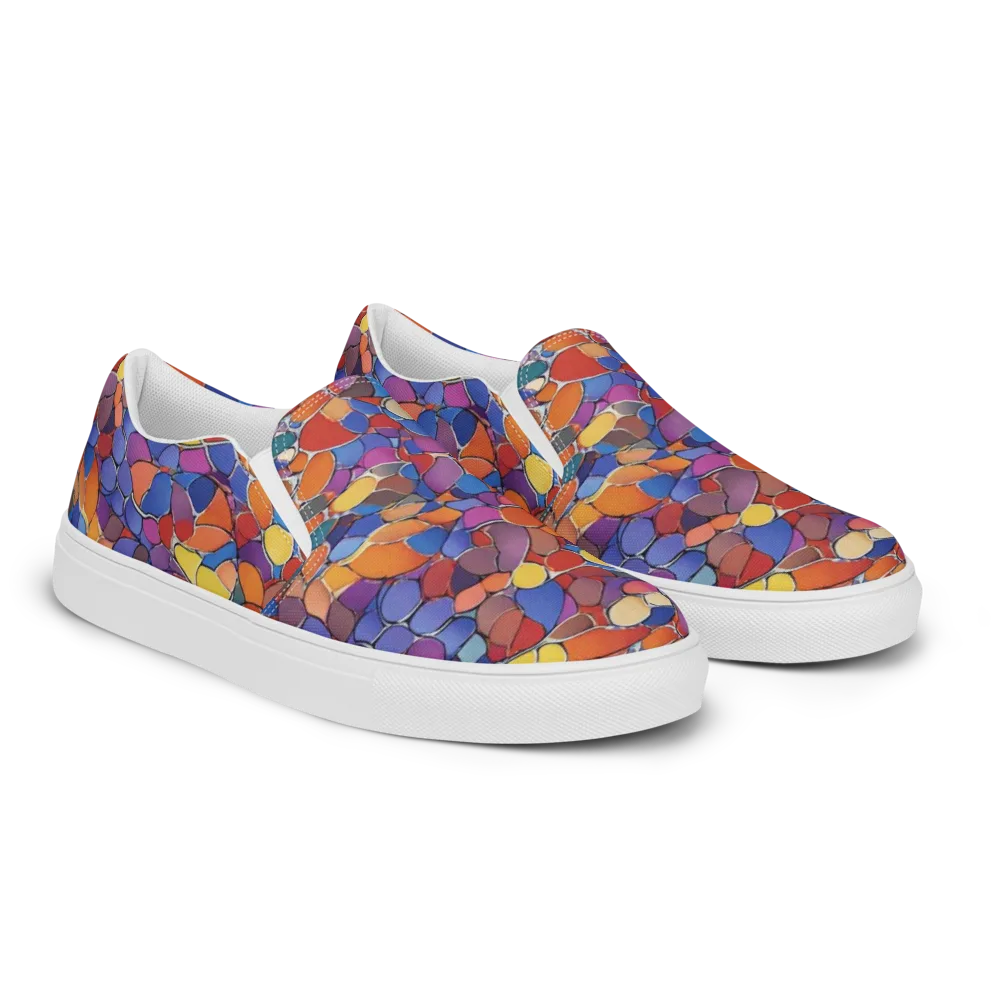 Chromatic Cobblestone on Men's Slip-On Canvas Shoes — Right Front