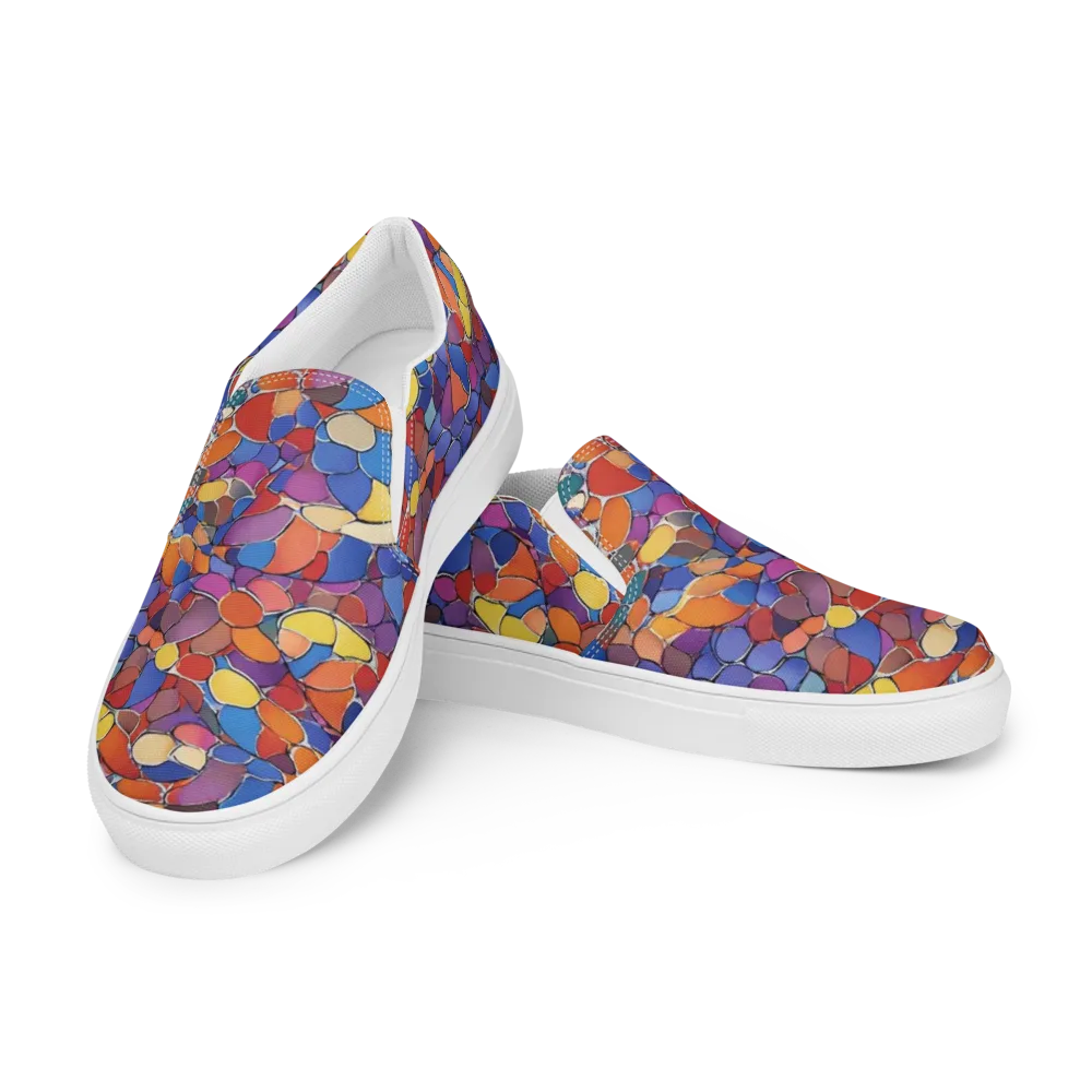 Chromatic Cobblestone on Men's Slip-On Canvas Shoes — Left Front
