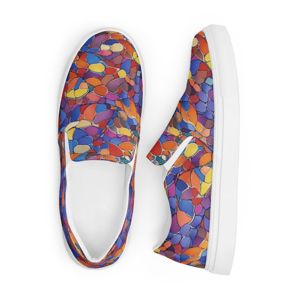Chromatic Cobblestone on Men's Slip-On Canvas Shoes — Front