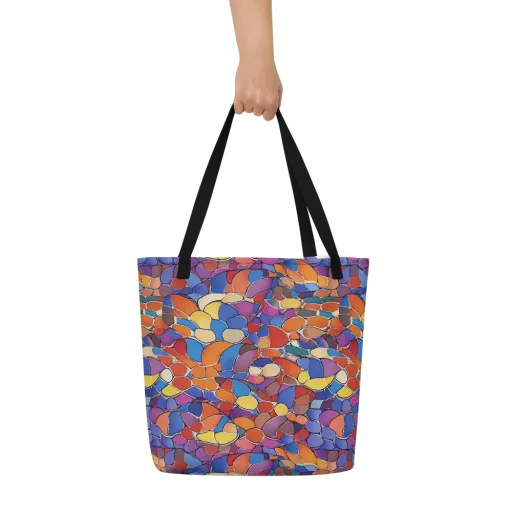 Chromatic Cobblestone on a Large Tote Bag W/ Pocket