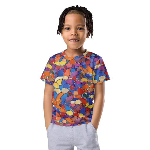 Chromatic Cobblestone on a Kids Crew Neck T-Shirt