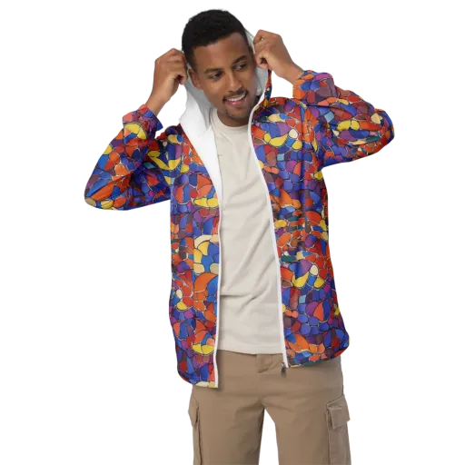 Chromatic Cobblestone on a Men's Windbreaker