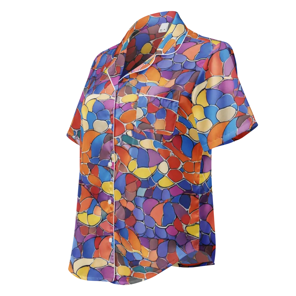 Chromatic Cobblestone on Women's Short Sleeve Pajama Top — Left Front