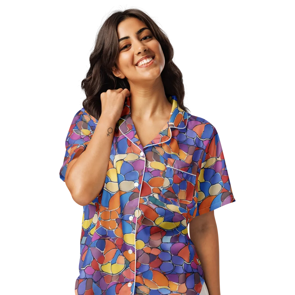 Chromatic Cobblestone on Women's Short Sleeve Pajama Top — Front