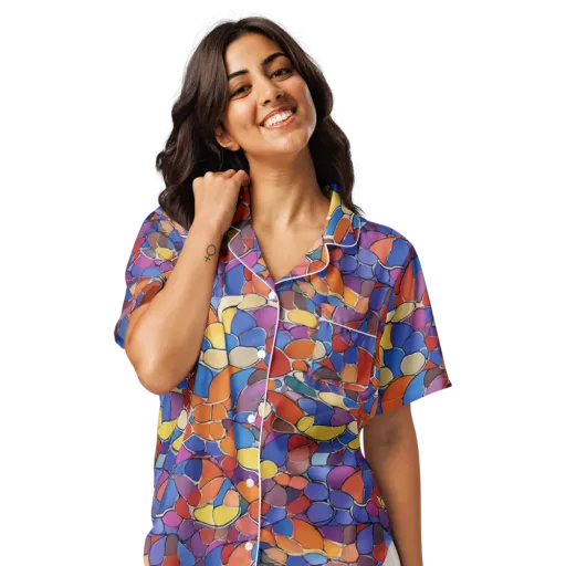 Chromatic Cobblestone on a Women's Short Sleeve Pajama Top