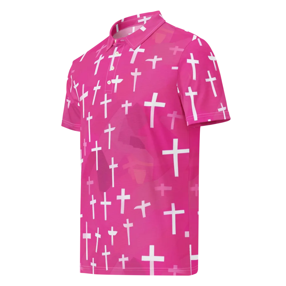 Neon Chapel on Men's Slim Fit Polo Shirt — Left Front