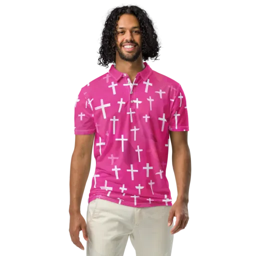 Neon Chapel on a Men's Slim Fit Polo Shirt