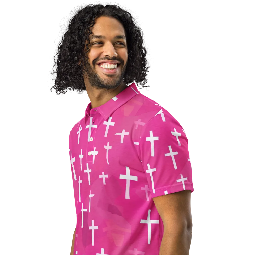 Neon Chapel on Men's Slim Fit Polo Shirt — Left Front