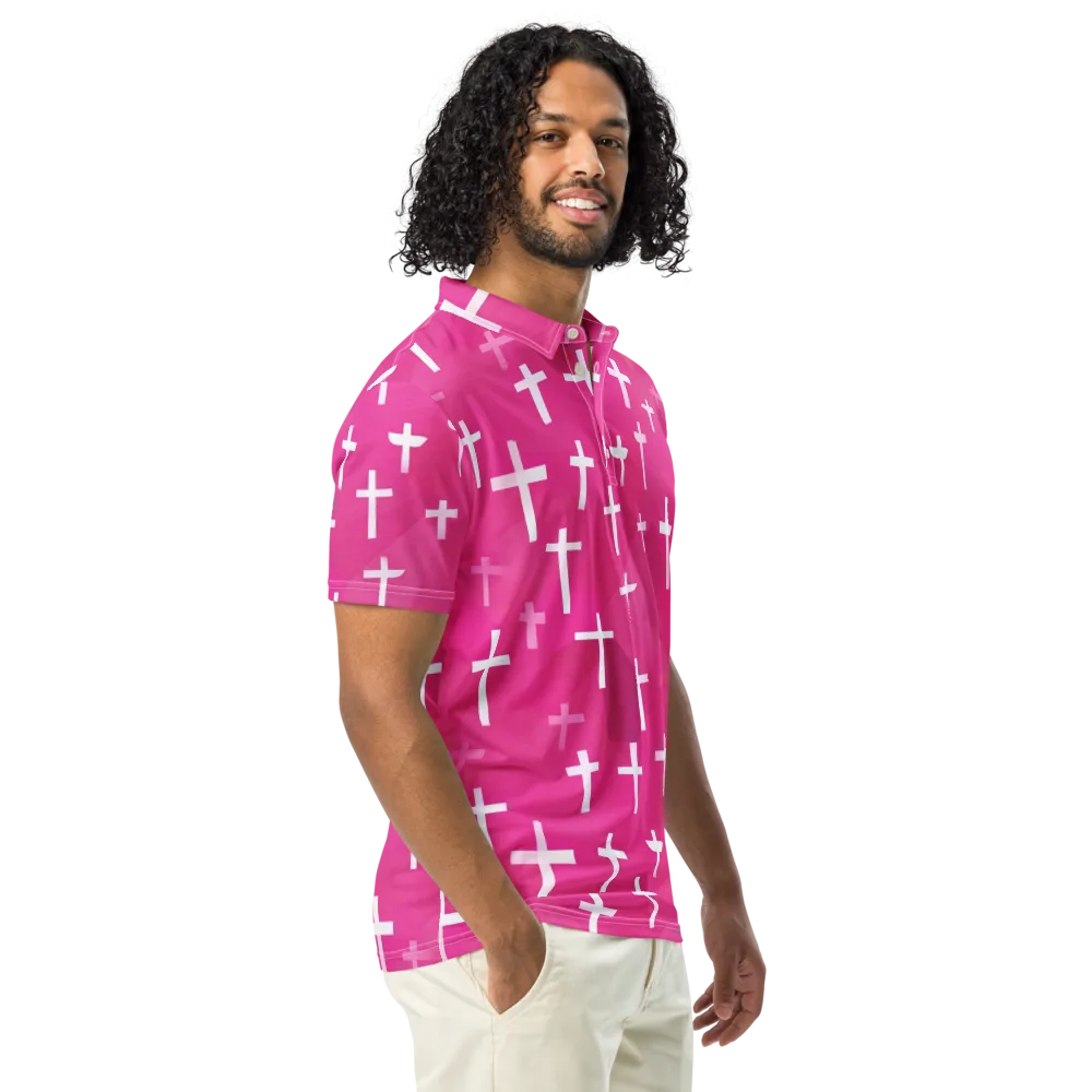 Neon Chapel on Men's Slim Fit Polo Shirt — Right Front