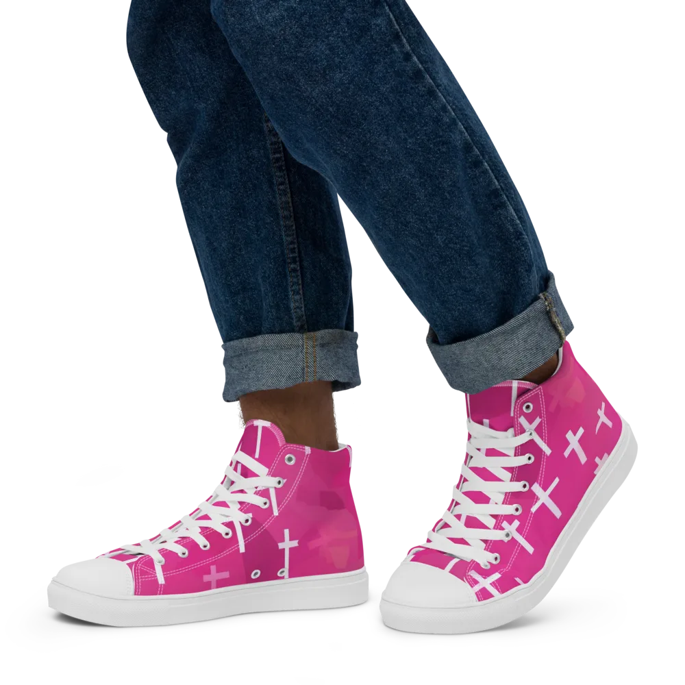 Neon Chapel on Men's High Top Canvas Shoes — Left