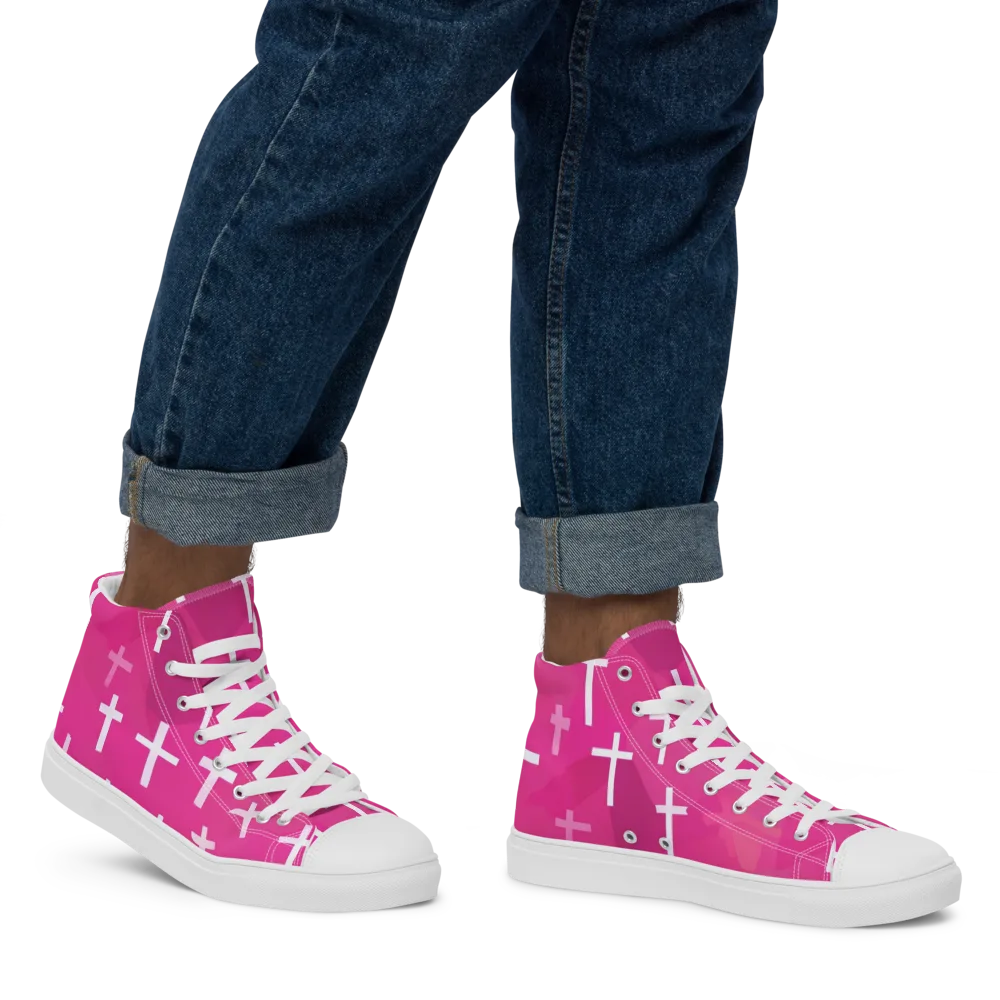 Neon Chapel on Men's High Top Canvas Shoes — Right