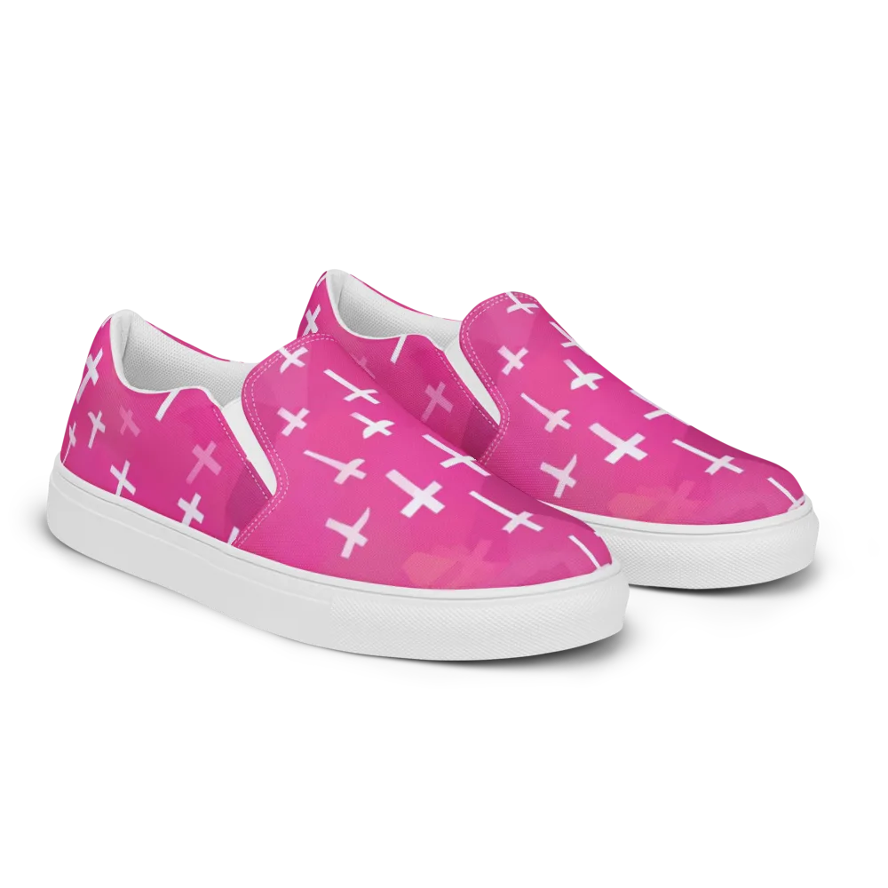 Neon Chapel on Men's Slip-On Canvas Shoes — Right Front