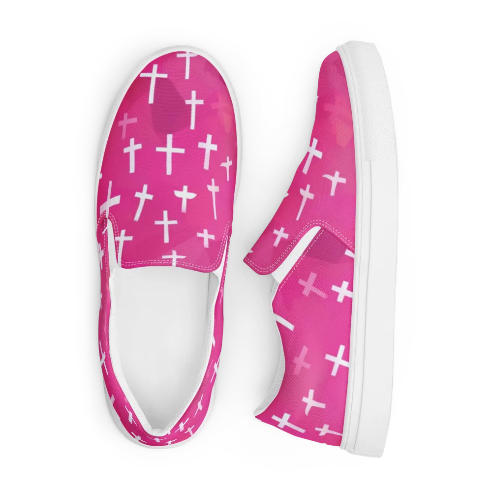 Neon Chapel on Men's Slip-On Canvas Shoes — Front