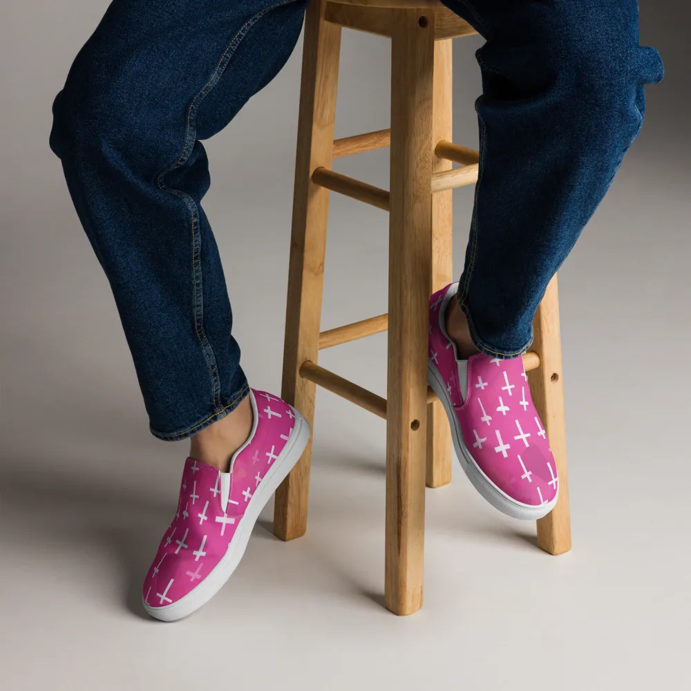 Neon Chapel on Men's Slip-On Canvas Shoes — Front