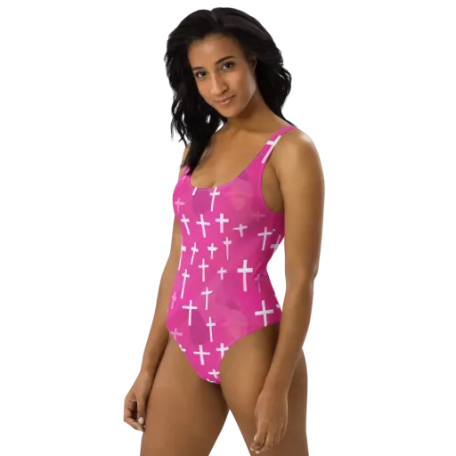 Neon Chapel on a One-Piece Swimsuit