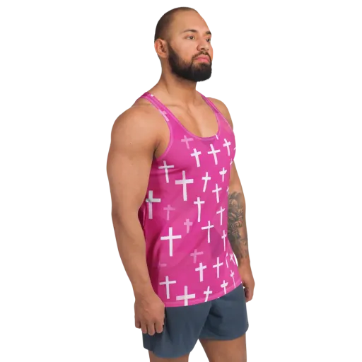 Neon Chapel on a Men's Tank Top