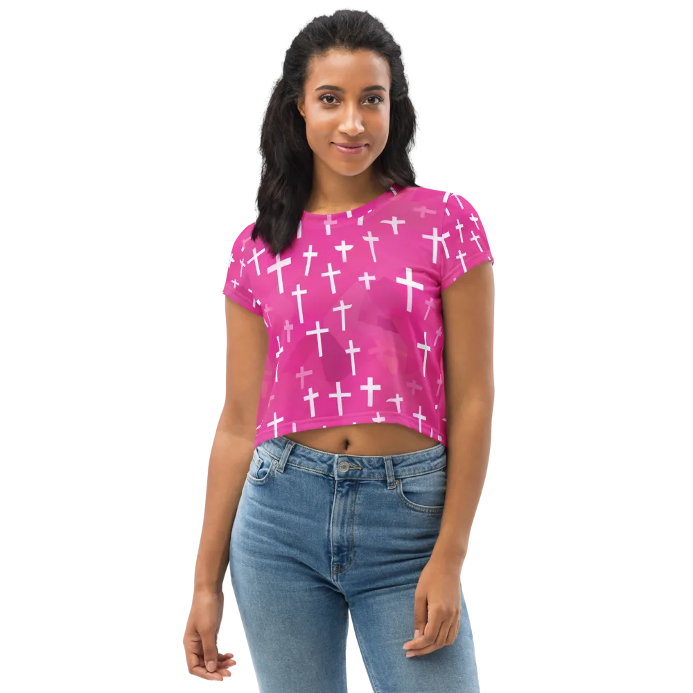 Neon Chapel on Crop Tee — Front