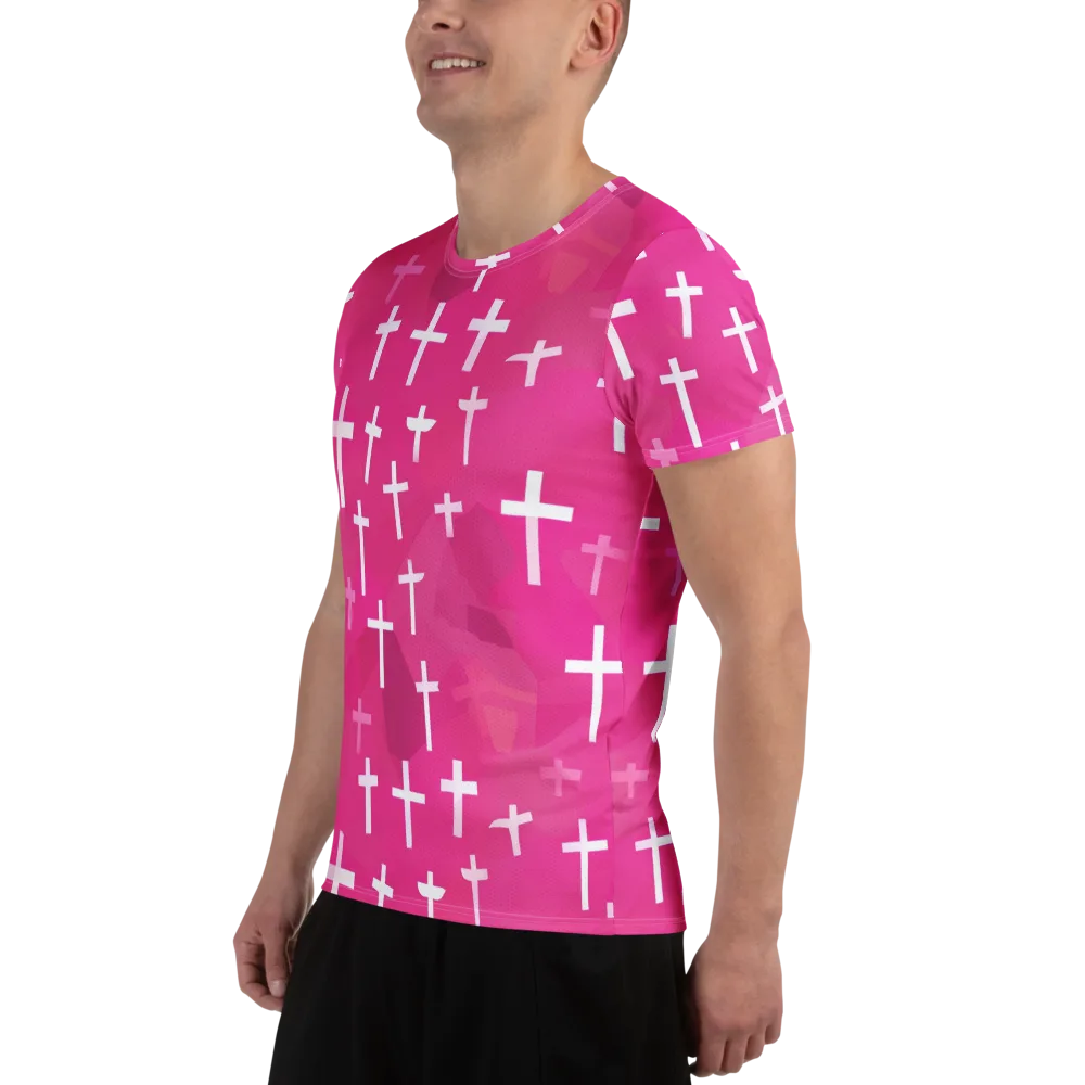 Neon Chapel on Men's Athletic T-Shirt — Left