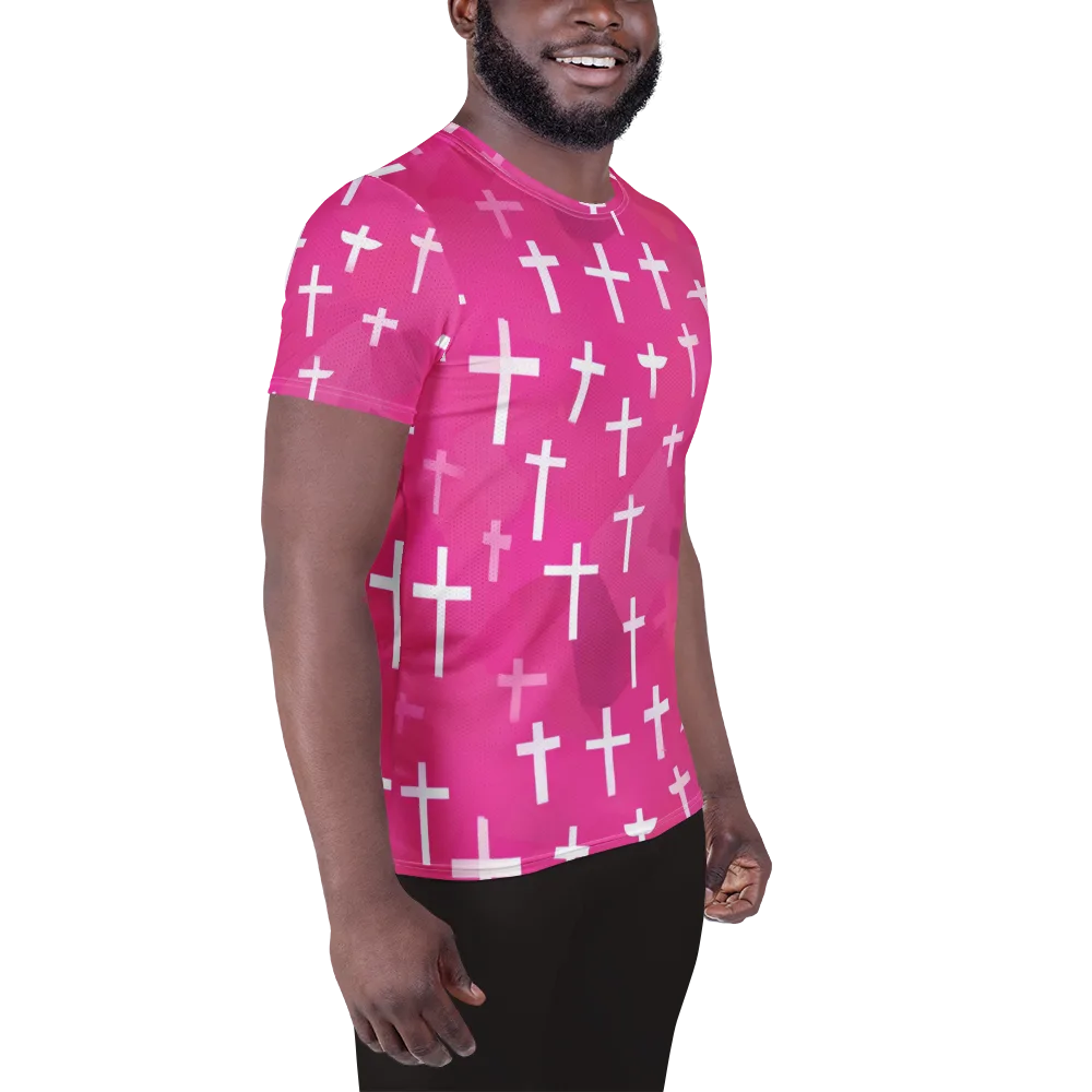 Neon Chapel on Men's Athletic T-Shirt — Right