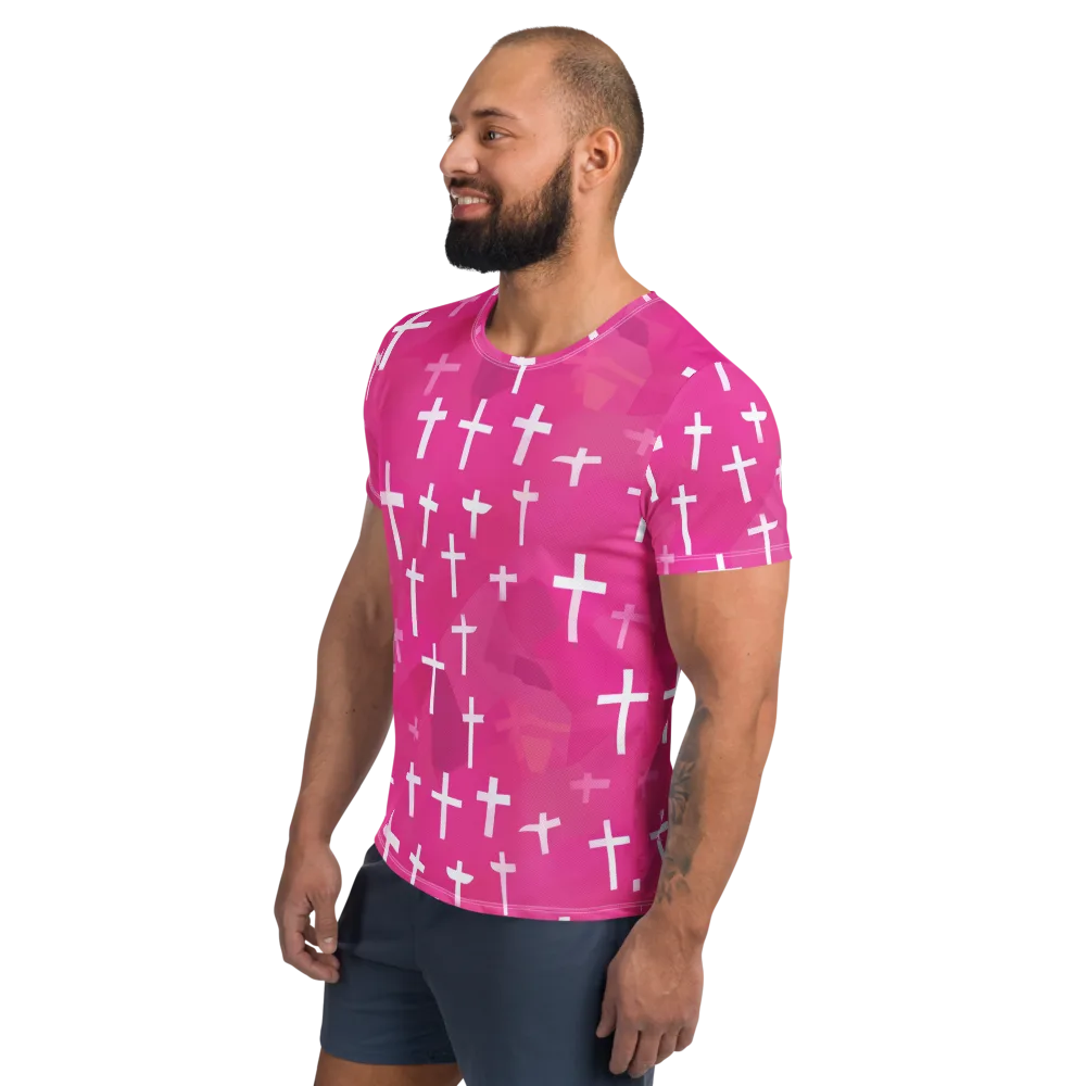 Neon Chapel on Men's Athletic T-Shirt — Left