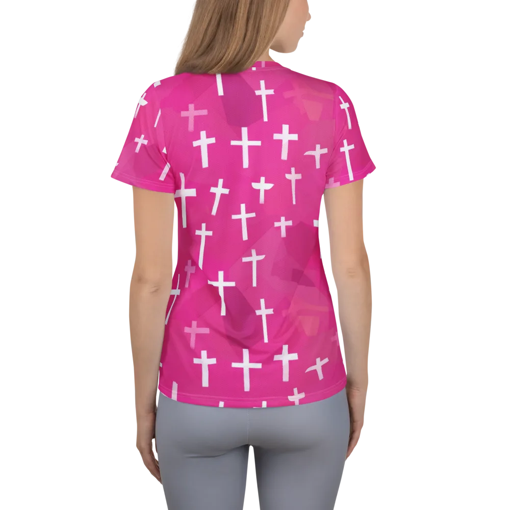 Neon Chapel on Women's Athletic T-Shirt — Back