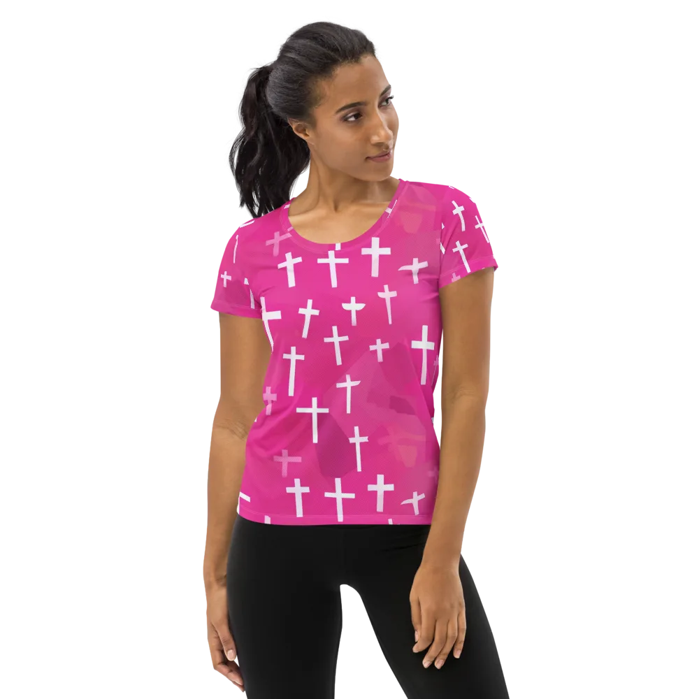 Neon Chapel on Women's Athletic T-Shirt — Front