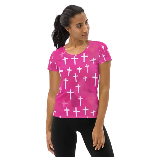 Neon Chapel on a Women's Athletic T-Shirt