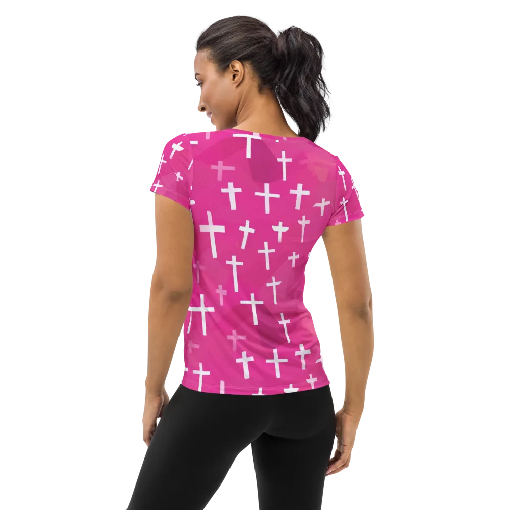 Neon Chapel on Women's Athletic T-Shirt — Back