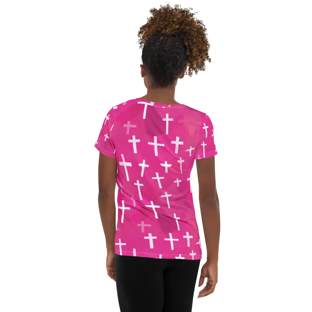 Neon Chapel on Women's Athletic T-Shirt — Back