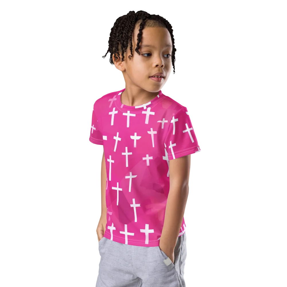Neon Chapel on Kids Crew Neck T-Shirt — Left Front