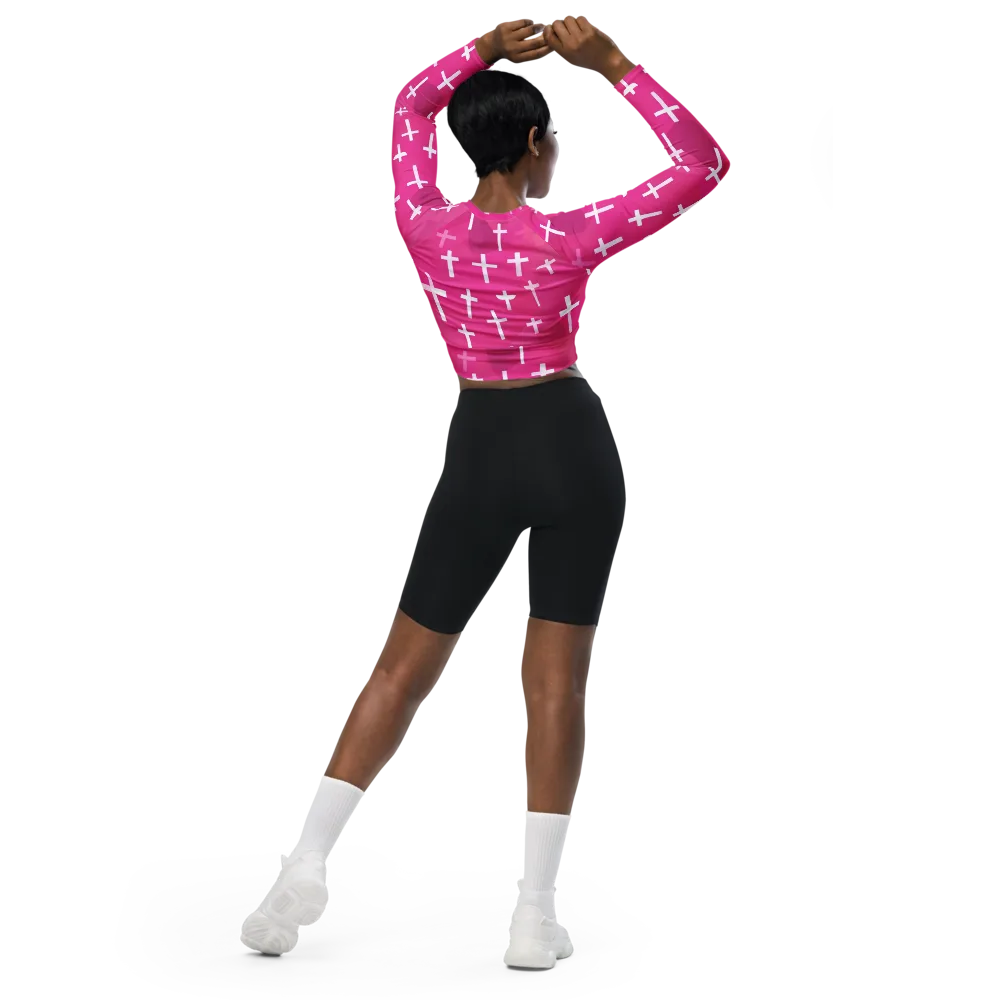 Neon Chapel on Long Sleeve Crop Top — Back