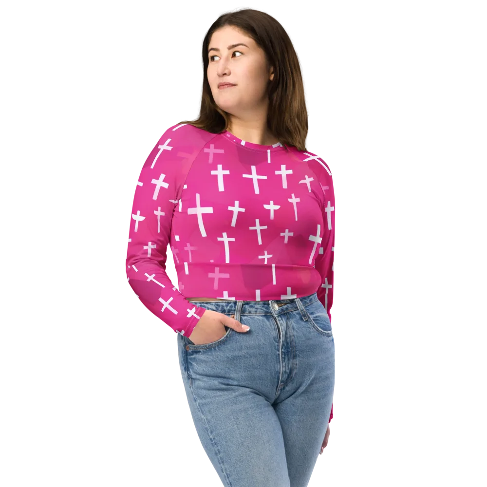 Neon Chapel on Long Sleeve Crop Top — Front