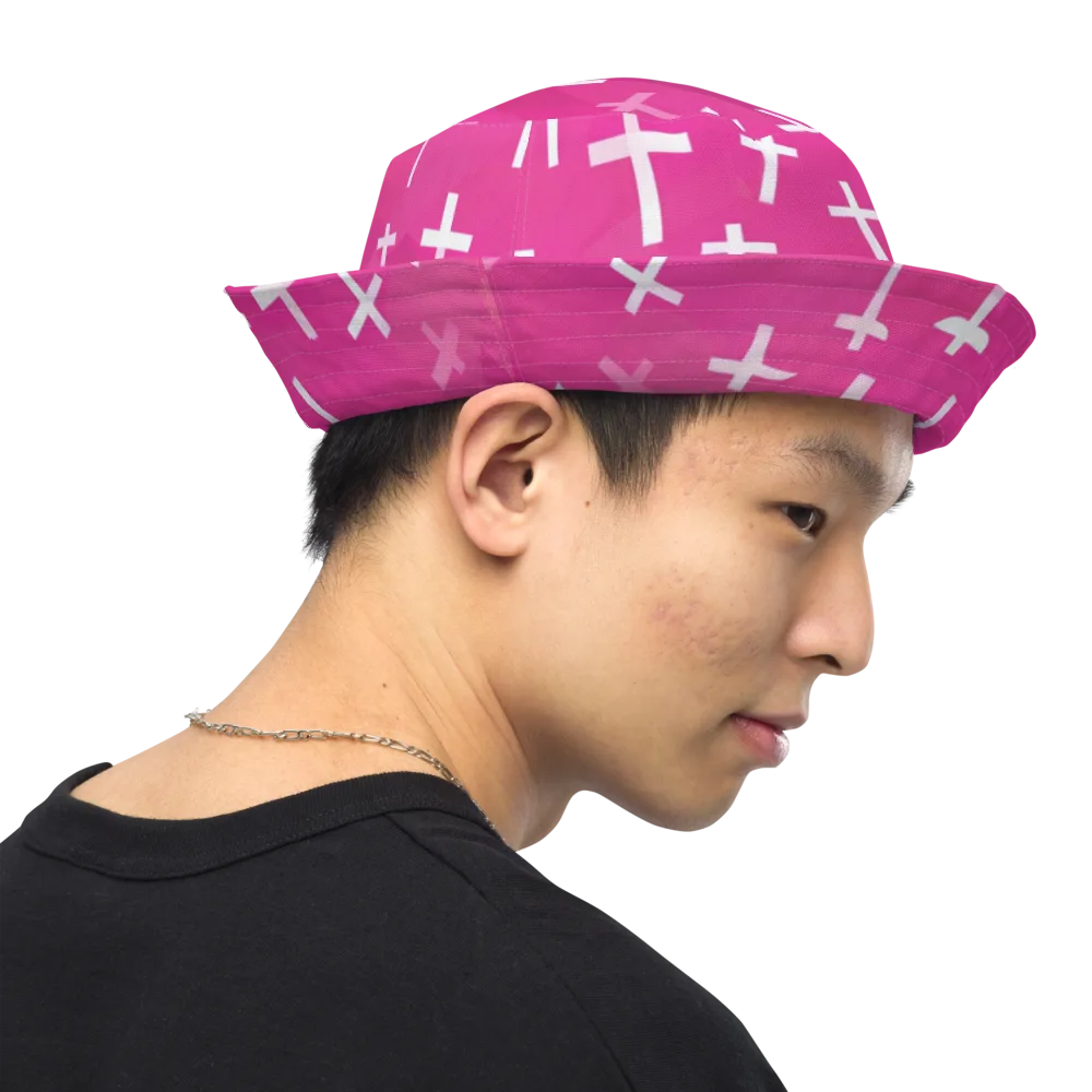 Neon Chapel on Reversible Bucket Hat — Right Outside