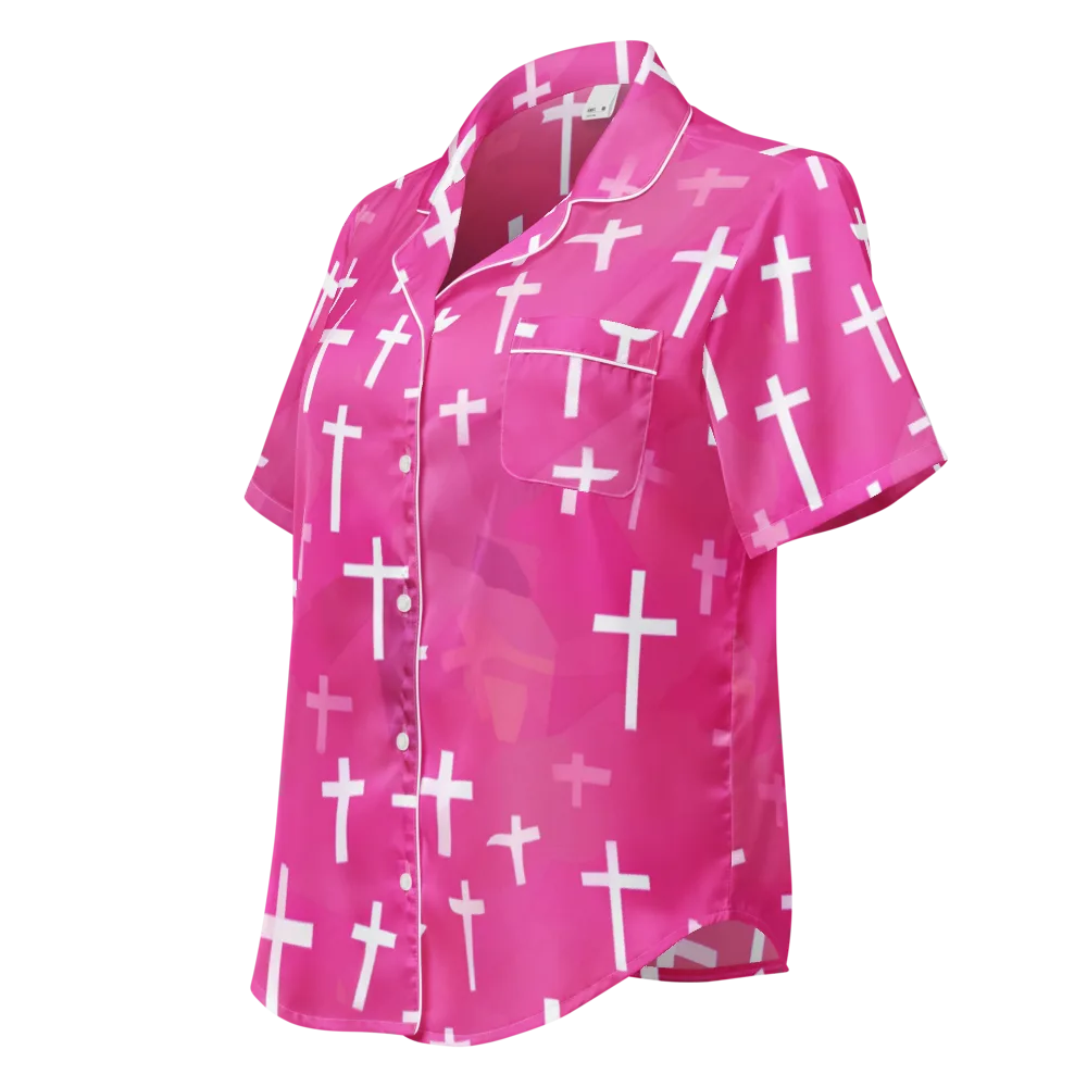 Neon Chapel on Women's Short Sleeve Pajama Top — Left Front