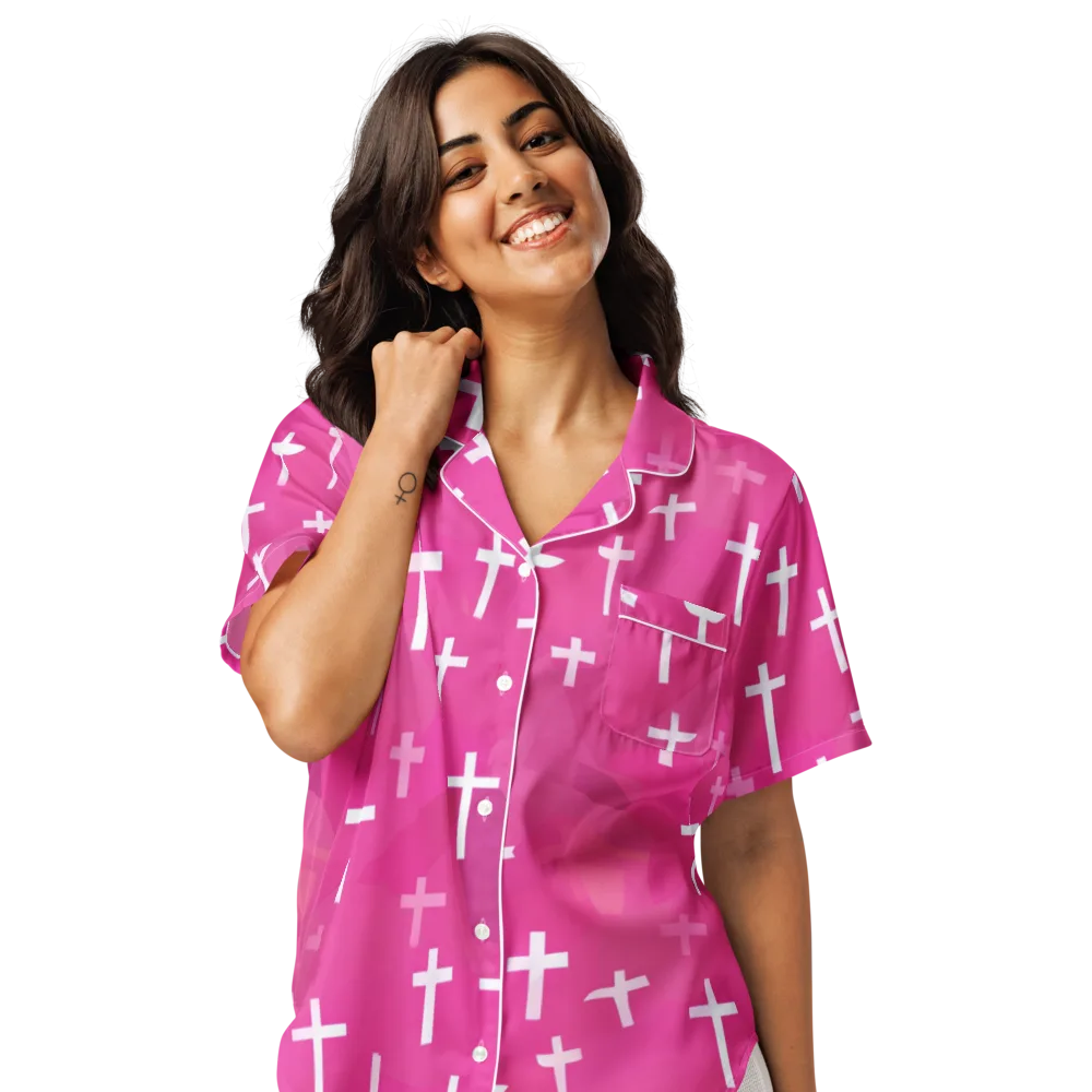 Neon Chapel on Women's Short Sleeve Pajama Top — Front