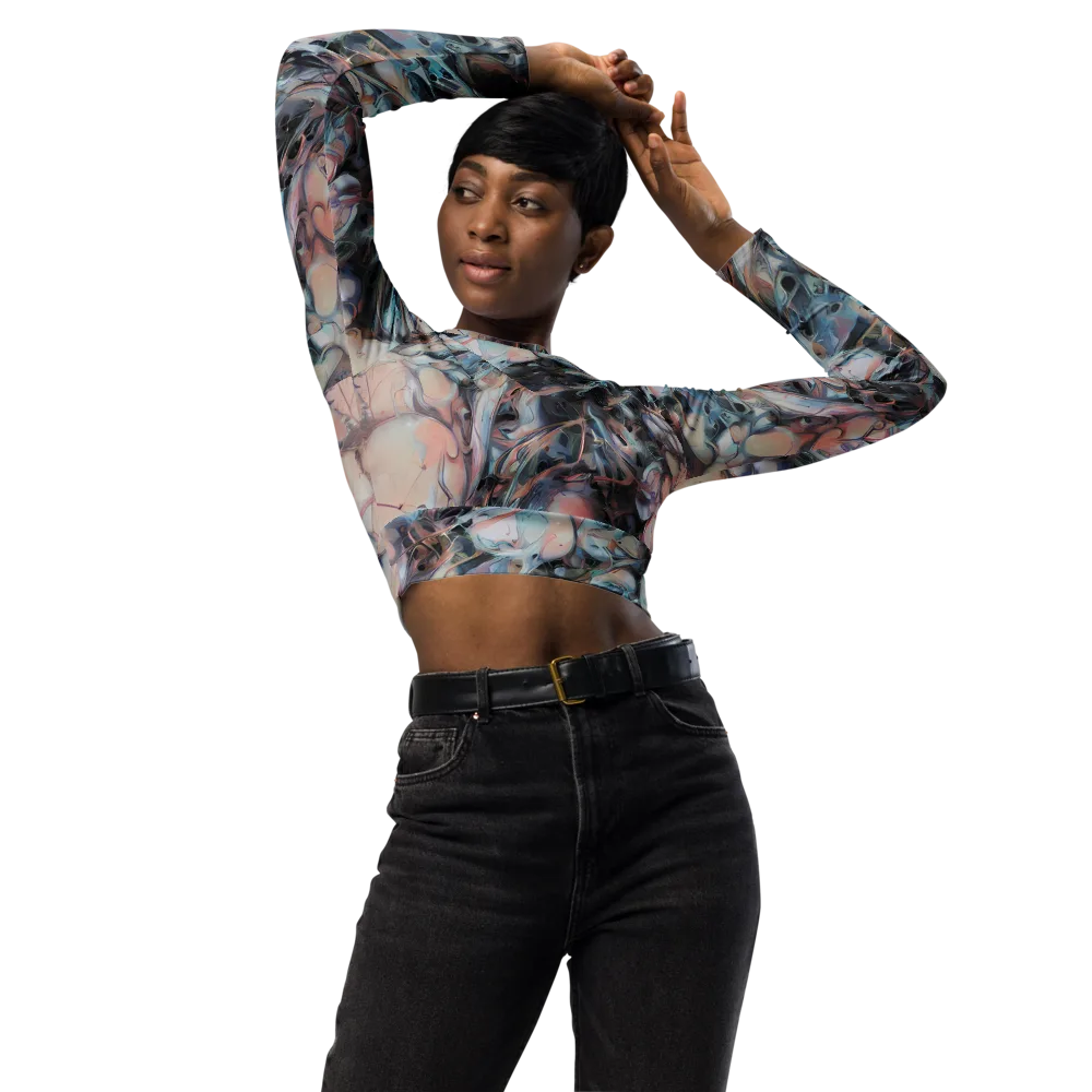 Daydream Cascade on Long Sleeve Crop Top — Front