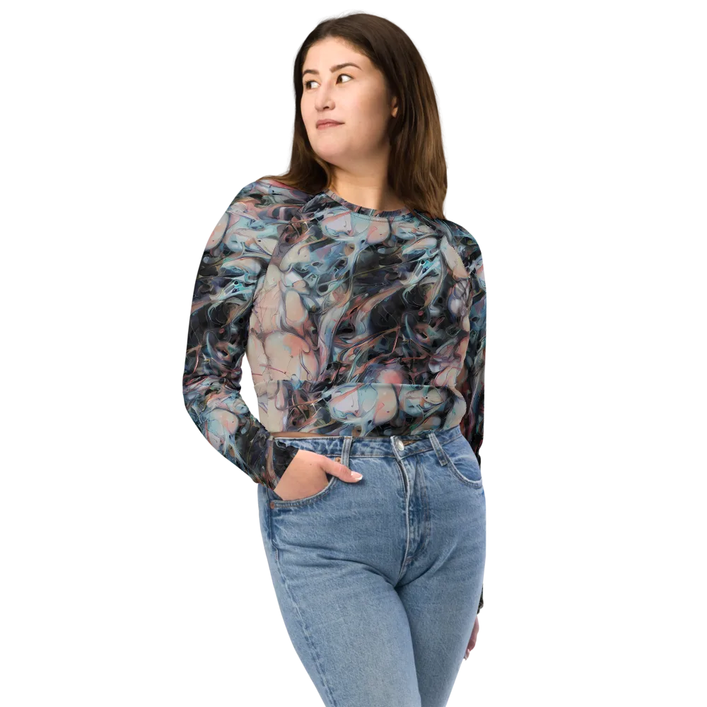 Daydream Cascade on Long Sleeve Crop Top — Front