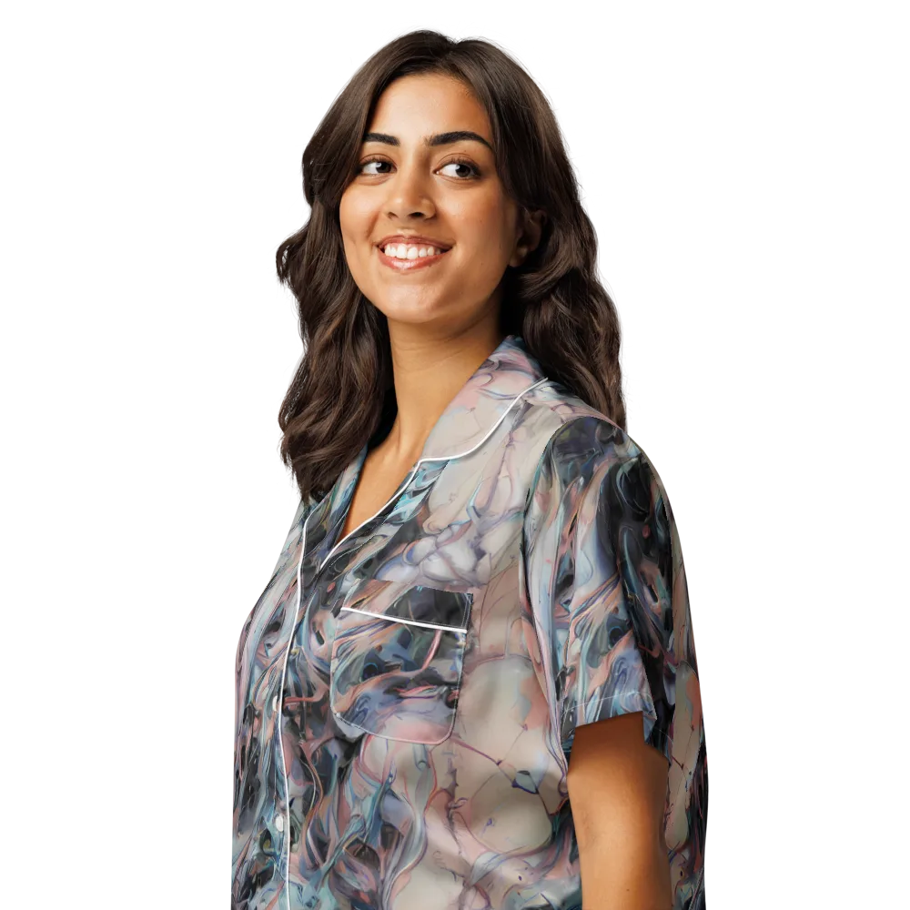Daydream Cascade on Women's Short Sleeve Pajama Top — Left Front
