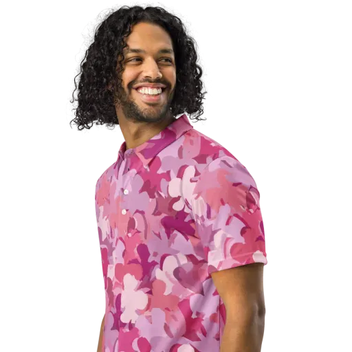 Petal Pulse on a Men's Slim Fit Polo Shirt