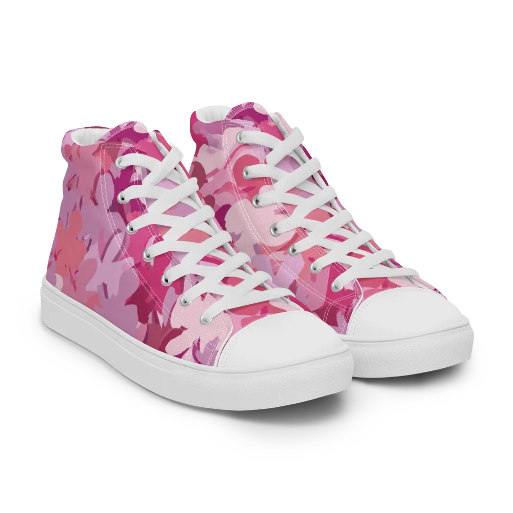 Petal Pulse on Men's High Top Canvas Shoes — Right Front